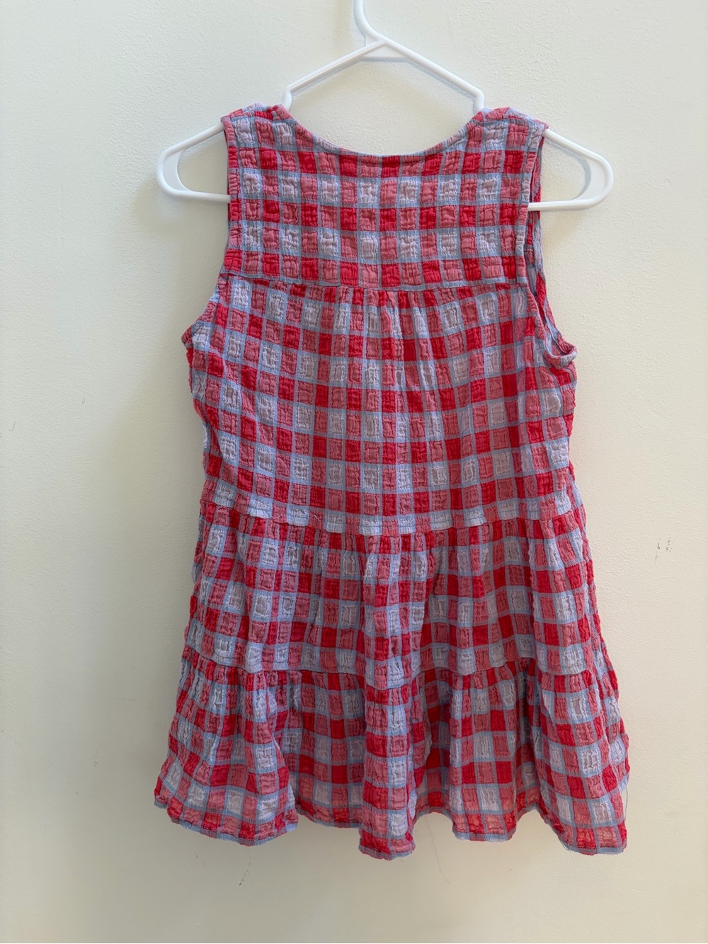 Pilcro Red & Lavender Plaid Sleeveless Tiered Tunic Coverup - Picture 5 of 6